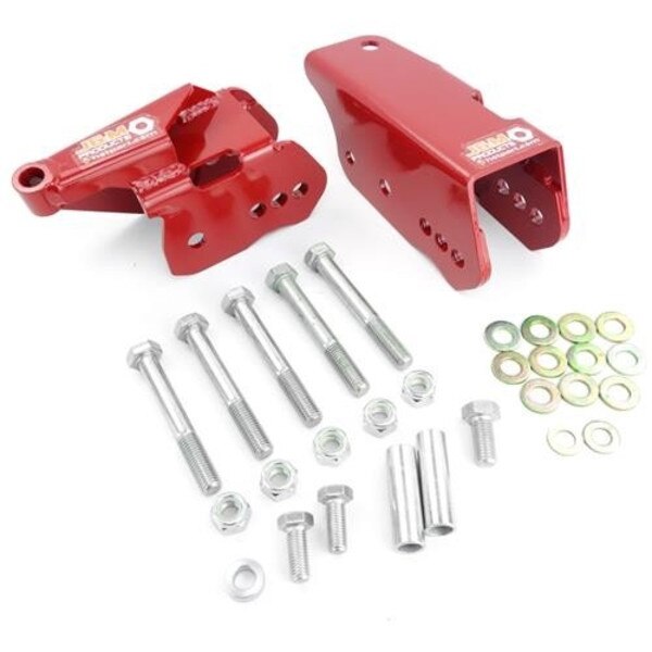 J&M 052014 MUSTANG BOLTIN LOWER CONTROL ARM RELOCATION BRACKETS (RED)